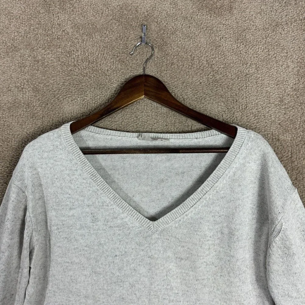 Everlane Sweater Womens Size Medium M Light Gray V Neck Pullover Boxy Fit Cotton